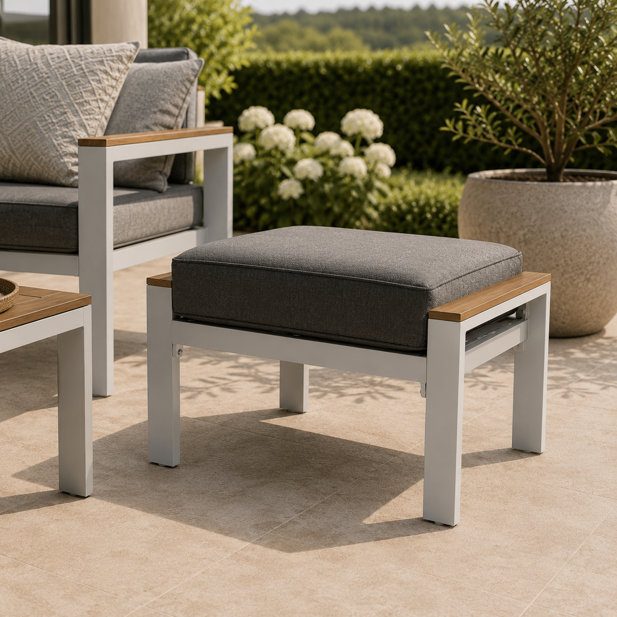 Boston Ottoman White