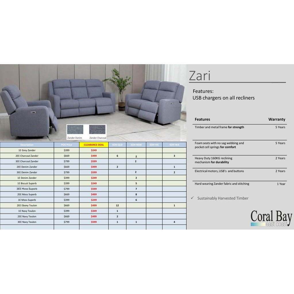 Zari Recliner Clearance