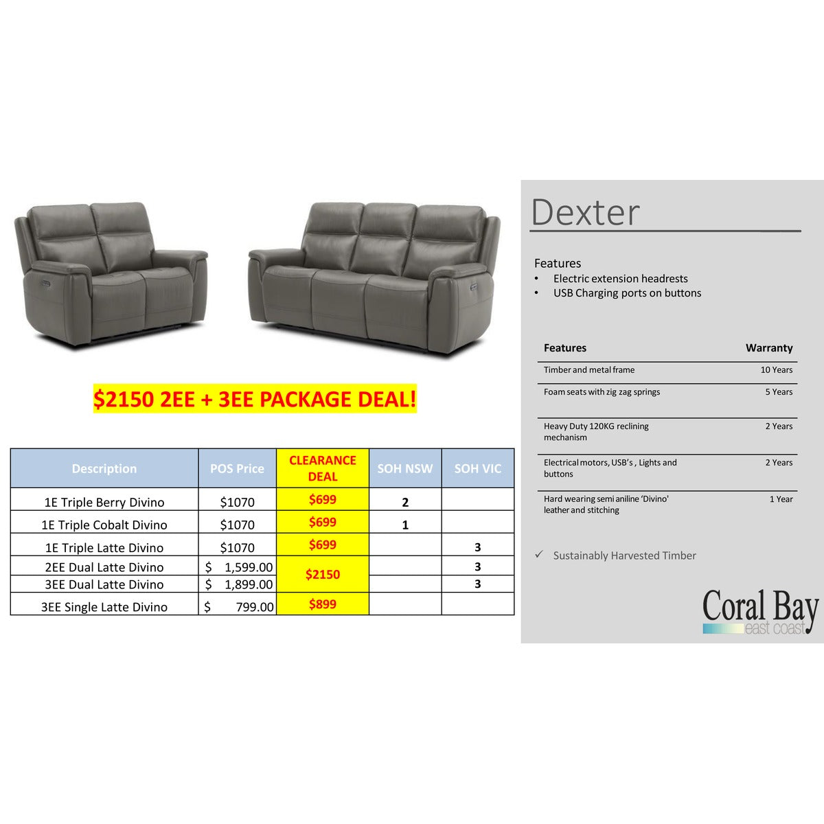Dexter Leather Recliner Clearance
