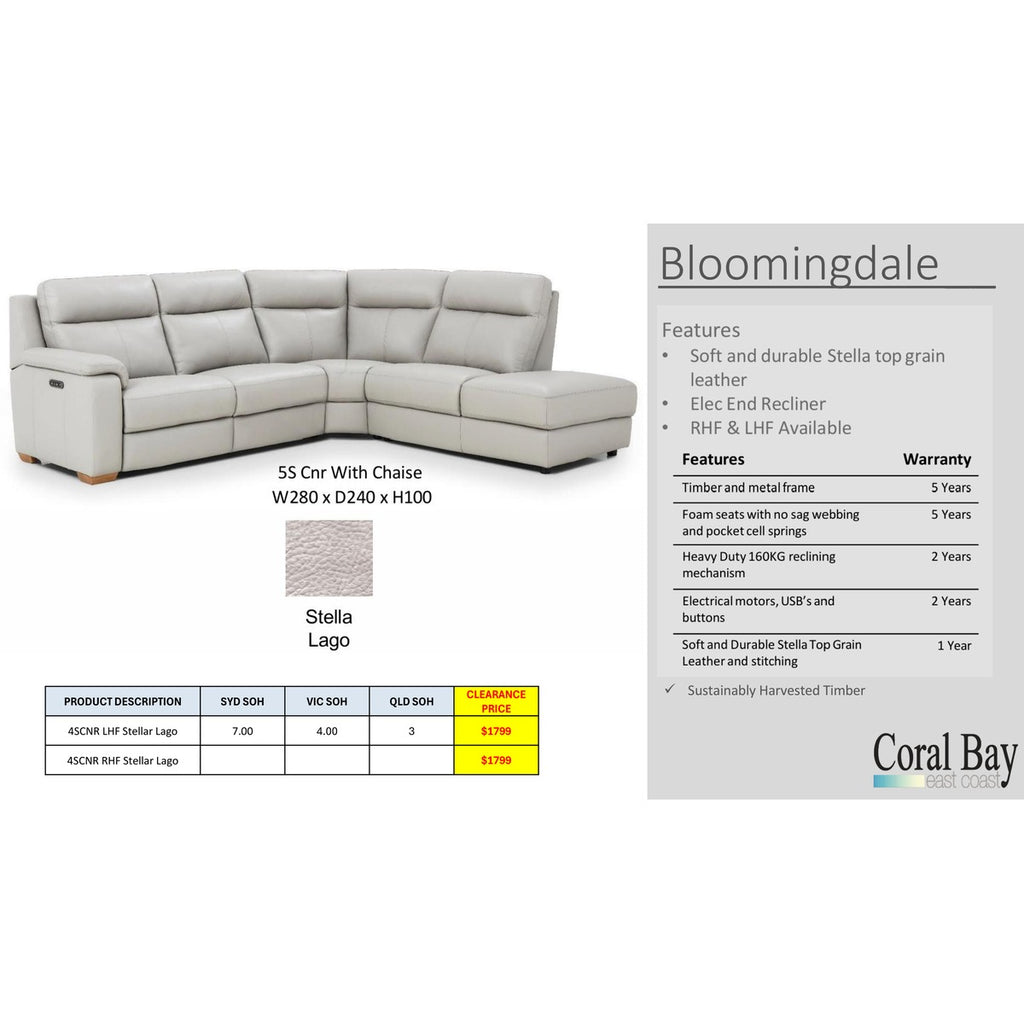 Bloomingdale Corner Recliner Clearance