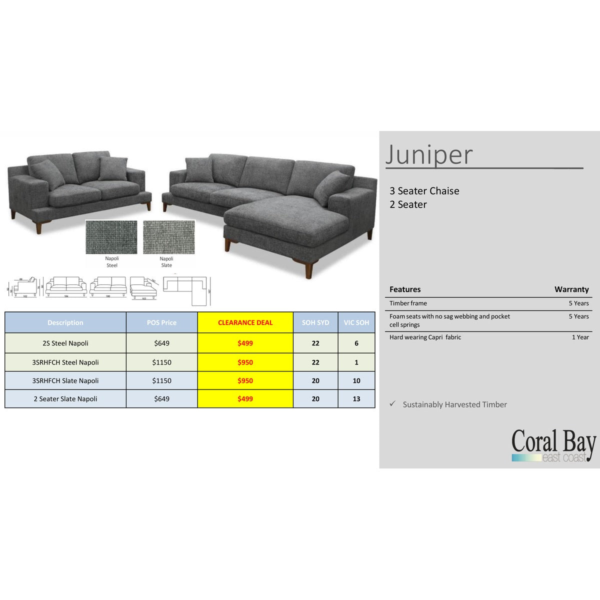Juniper Sofa Chaise Clearance