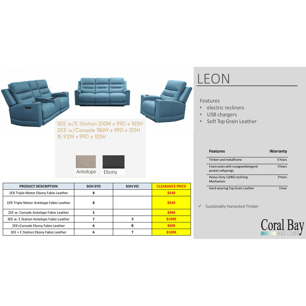 Leon Leather Recliner Clearance